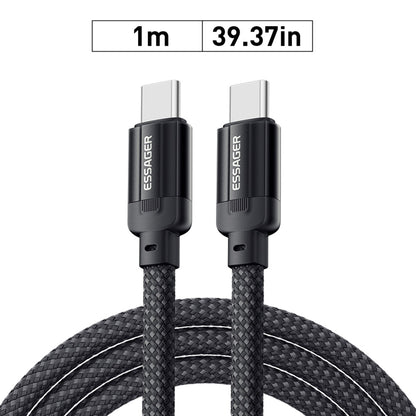 ESSAGER 100W 5A Type-C to Type-C Charging Cable, USB2.0 480Mbps, Magnetic Adsorption, Flexible Adjustment, E-Marker Chip, 1m