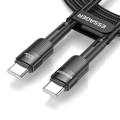 ESSAGER 100W Type-C to Type-C Data Cable, PD Fast Charging, 480Mbps Transmission Speed, for MacBook / Tablet / Huawei Samsung Mobile Phone - 1m Cable