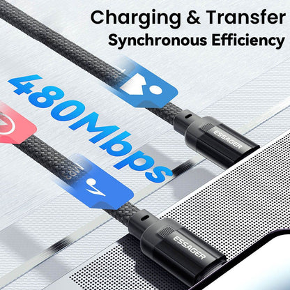 ESSAGER 29W 3A Type-C to Lightning Charging Cable, USB2.0 480Mbps, Magnetic Adsorption, Flexible Adjustable, Smart Chip, 1m