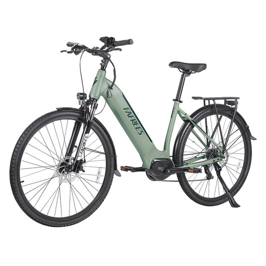 Fafrees FM9 City Electric Bike KENDA 700C*45C Tire 250W Bafang Mid-Drive Motor 25Km/h Max Speed 36V 15Ah Battery 100KM Range SHIMANO 7-Speed TEKTRO Mechanical Disc Brakes - Green