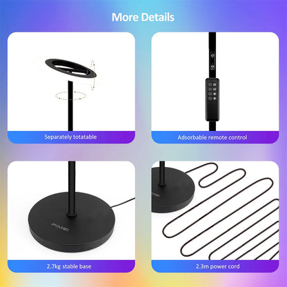FIMEI MF18809 RGB LED Floor Lamp, 18 RGB Modes, 4 Color Temperatures, Remote Control, for Living Room, Bedroom, Office - Black