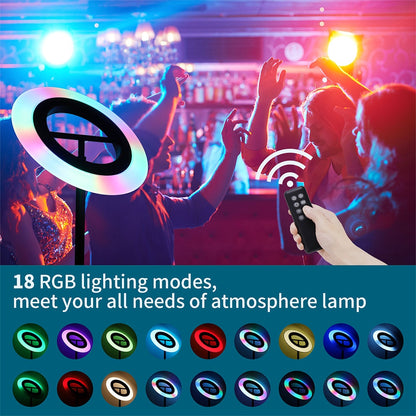 FIMEI MF18809 RGB LED Floor Lamp, 18 RGB Modes, 4 Color Temperatures, Remote Control, for Living Room, Bedroom, Office - Black