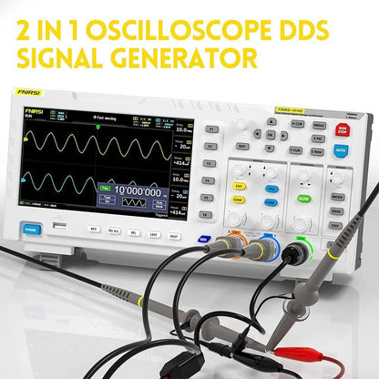FNIRSI 1014D 2 in 1 Digital Oscilloscope, 2 Channels, 100Mhz Bandwidth, 1GSa/s Sampling Rate,  DDS Signal Generator - EU Plug