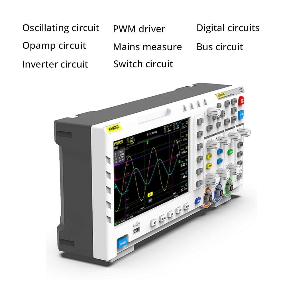 FNIRSI 1014D 2 in 1 Digital Oscilloscope, 2 Channels, 100Mhz Bandwidth, 1GSa/s Sampling Rate,  DDS Signal Generator - EU Plug