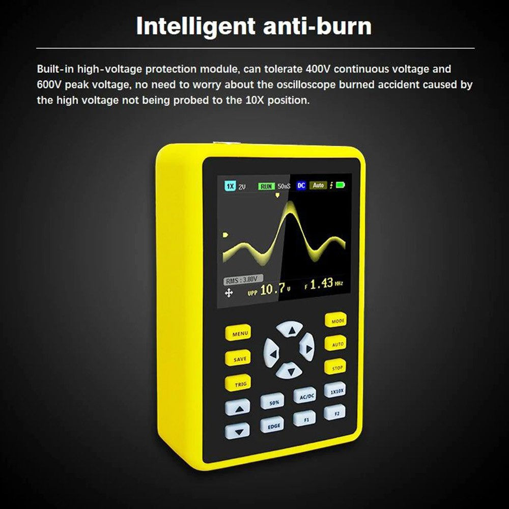 FNIRSI 5012H Handheld Digital Oscilloscope, 1 Channel, 500MS/s Sampling Rate, 100MHz Bandwidth, 2.4-inch Screen