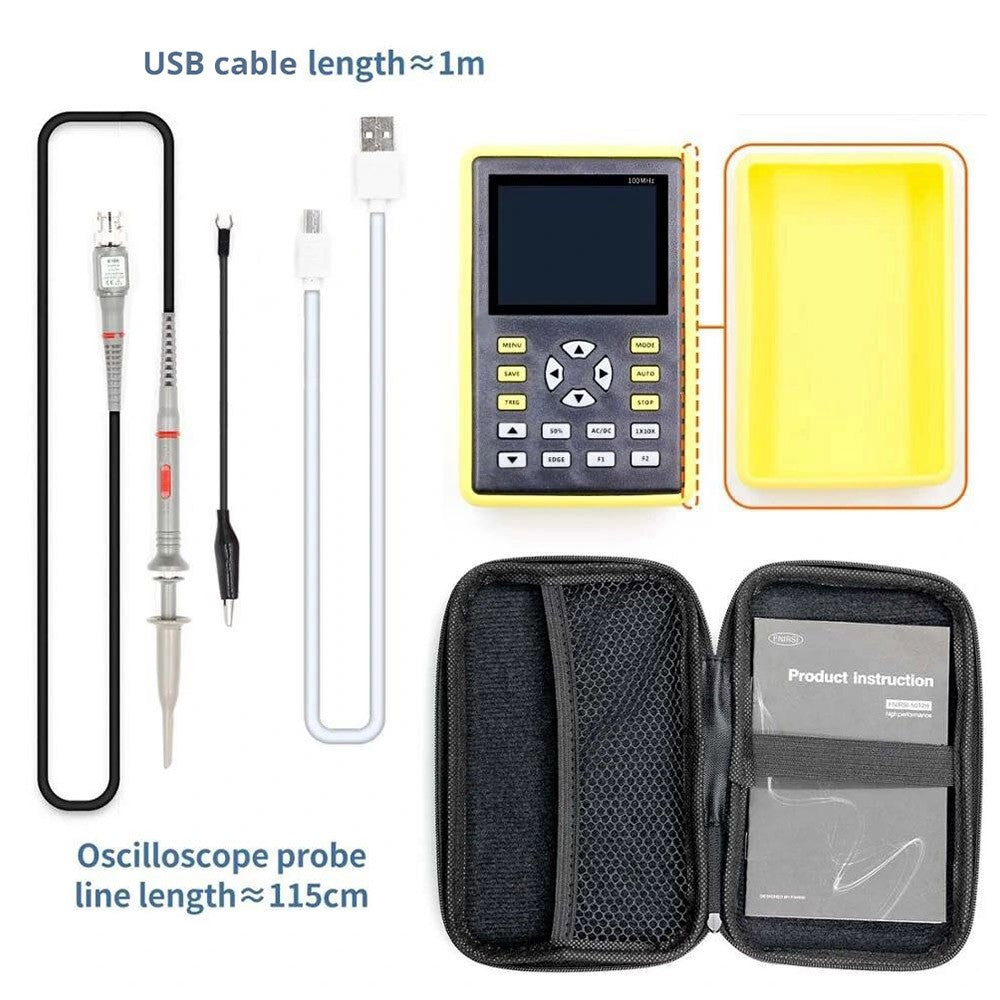 FNIRSI 5012H Handheld Digital Oscilloscope, 1 Channel, 500MS/s Sampling Rate, 100MHz Bandwidth, 2.4-inch Screen