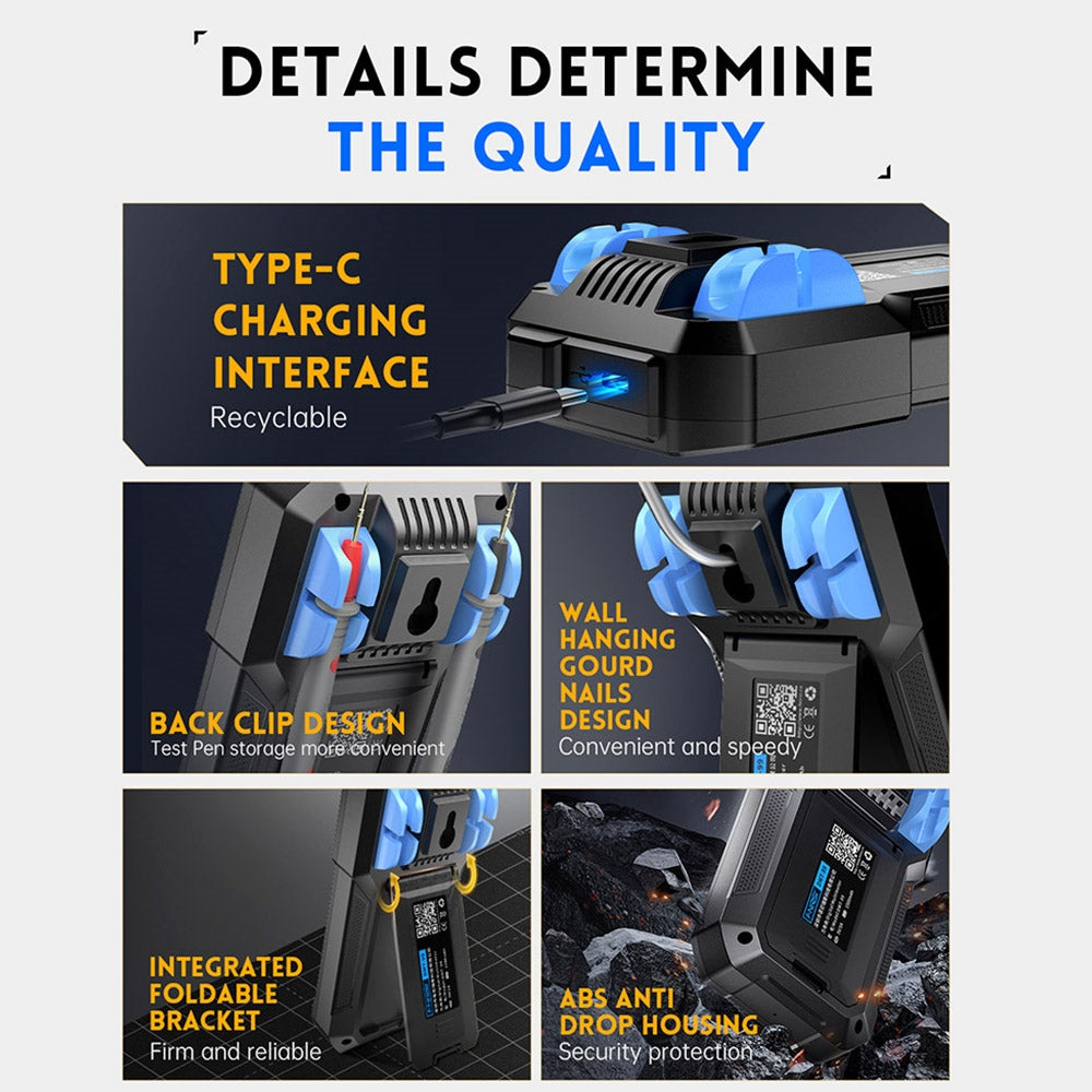 FNIRSI DMT-99 Handheld Digital Multimeter, 10000 Counts, 1000V 10A True RMS, Auto Range, AC DC Voltage Tester, NCV Measures, 1500mAh Rechargeable Battery