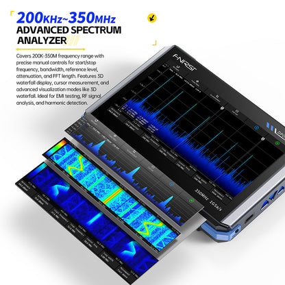 FNIRSI DPOS350P 4-in-1 Tablet Oscilloscope, 1GSPS Sampling, 50MHz Signal Generator, Spectrum Analyzer, 7inch Touchscreen, QC18W Fast Charging - US Plug
