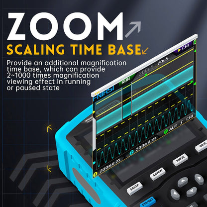 FNIRSI DPOX180H 2 in 1 Handheld Phosphor Digital Oscilloscope, DDS Signal Generator, 2 Channels, 180MHz Bandwidth, 500MSPS Sampling Rate - US Plug