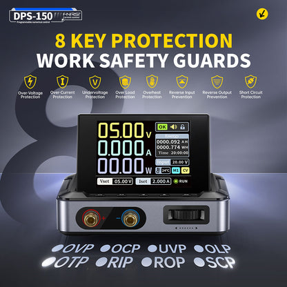 FNIRSI DPS-150 DC Power Supply Variable, 30V 5A  Adjustable, 150W Power, 4-Digit IPS Display, 90 Degree Flip Degin, <20mV Power Ripple, PD/QC/DC Input, PC Programmable Switching