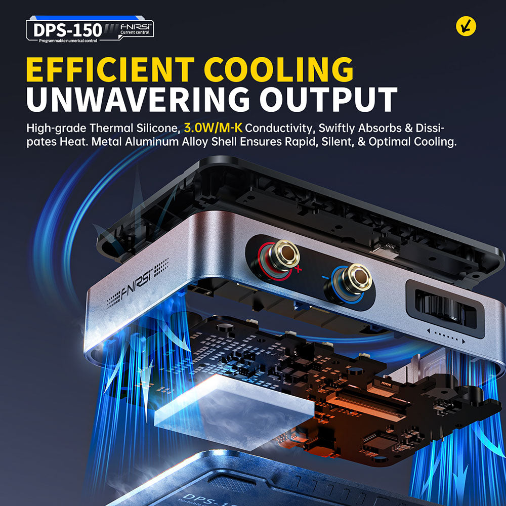 FNIRSI DPS-150 DC Power Supply Variable, 30V 5A  Adjustable, 150W Power, 4-Digit IPS Display, 90 Degree Flip Degin, <20mV Power Ripple, PD/QC/DC Input, PC Programmable Switching