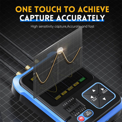 FNIRSI DSO-TC3 3 in 1 Digital Oscilloscope with P6100 High Voltage Probe, DDS Signal Generator, Transistor Tester, 1 Channel, 500Khz Bandwidth, 10MSa/s Sampling Rate, 6 Types of Waveforms