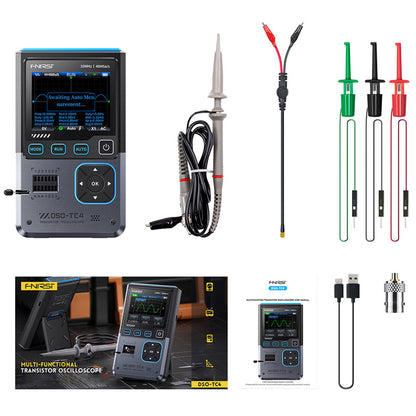 FNIRSI DSO-TC4 Digital Oscilloscope, 10MHz Bandwidth, 48MSa/s Sampling, Signal Generator, Transistor Tester, 2.8" TFT Screen, 1500mAh Battery