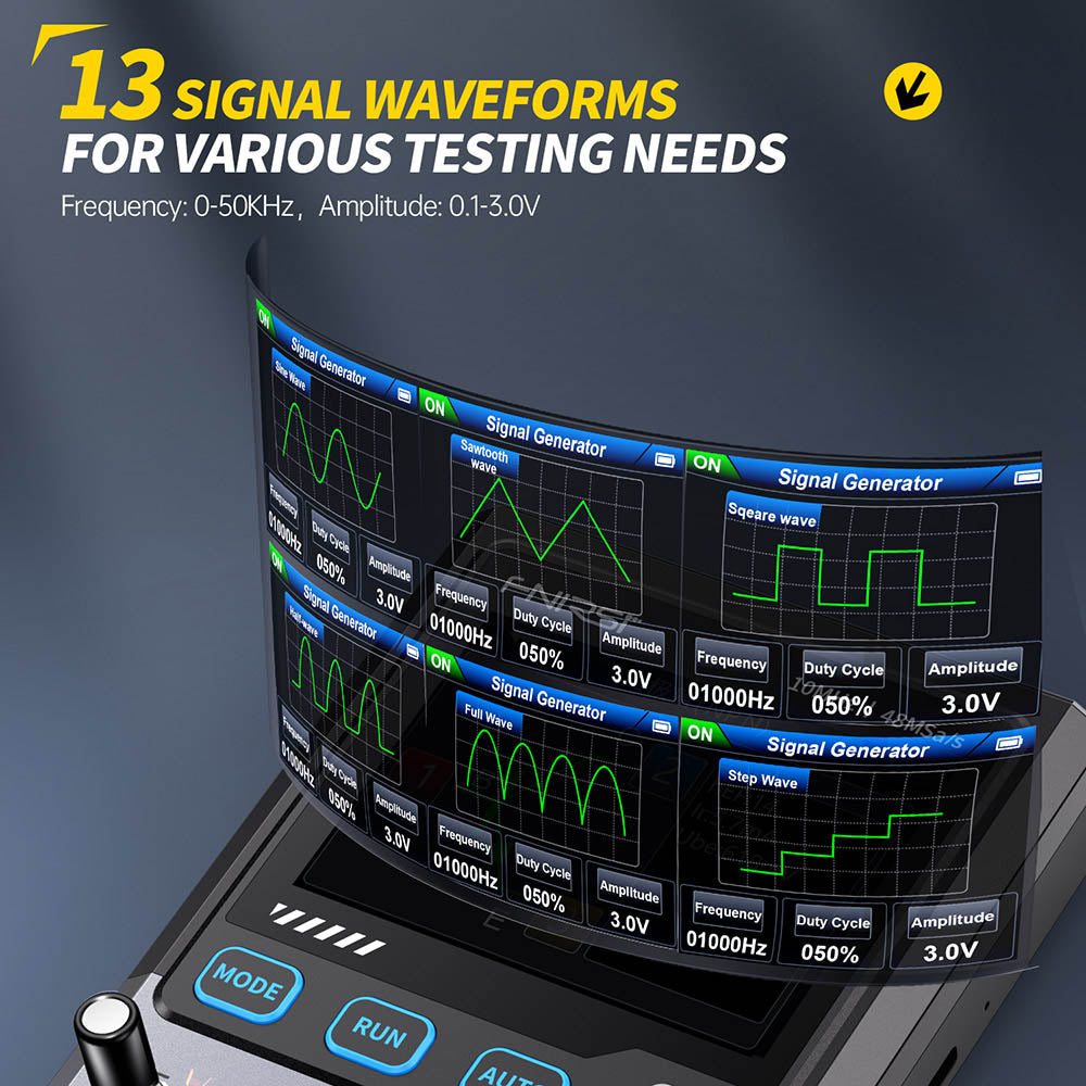 FNIRSI DSO-TC4 Digital Oscilloscope, 10MHz Bandwidth, 48MSa/s Sampling, Signal Generator, Transistor Tester, 2.8" TFT Screen, 1500mAh Battery