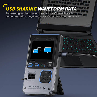 FNIRSI DSO-TC4 Digital Oscilloscope, 10MHz Bandwidth, 48MSa/s Sampling, Signal Generator, Transistor Tester, 2.8" TFT Screen, 1500mAh Battery