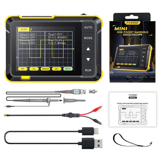 FNIRSI DSO152 Mini Handheld Digital Oscilloscope with P6100 High Voltage Probe, 2.5MSa/s Sampling Rate, 200KHz Bandwidth