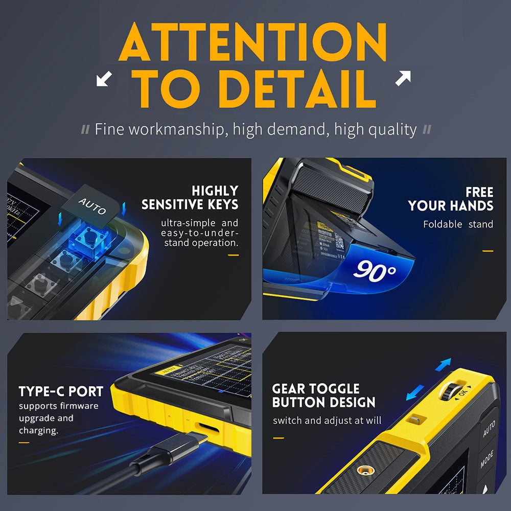 FNIRSI DSO152 Mini Handheld Digital Oscilloscope with P6100 High Voltage Probe, 2.5MSa/s Sampling Rate, 200KHz Bandwidth