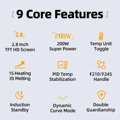 FNIRSI DWS-200 F210 Premium 200W Soldering Iron Station Kit, with 3 Iron Tips and 2 Helping Hands, Temp Value &amp; Curve Mode, 3 Temperature Storage, Full-Color Display
