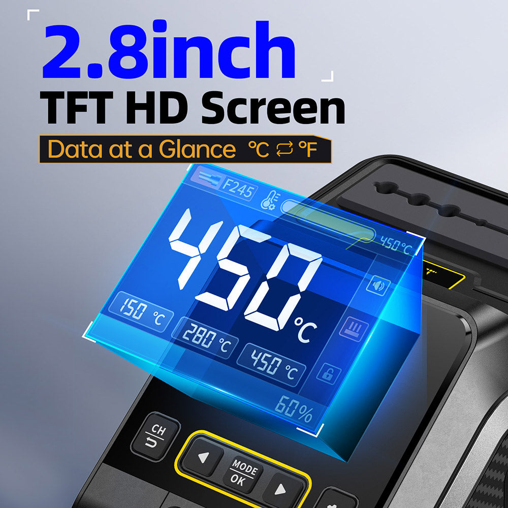 FNIRSI DWS-200 F210 Premium 200W Soldering Iron Station Kit, with 3 Iron Tips and 2 Helping Hands, Temp Value &amp; Curve Mode, 3 Temperature Storage, Full-Color Display