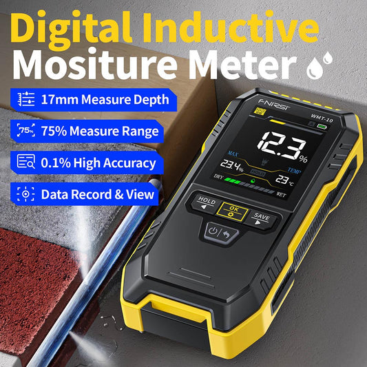 FNIRSI WMT-10 Pinless Moisture Meter, 2.4-inch Screen, 17mm Measure Depth