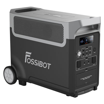 FOSSiBOT F3600 Portable Power Station, 3840Wh LiFePO4 Solar Generator, 3300W AC Output, 2000W Max Solar Charge, Fully Recharge in 1.8 Hours, 15 Output Ports, LCD Screen, Removable Flashlight Torch, 3W LED Light, with Rolling Wheels