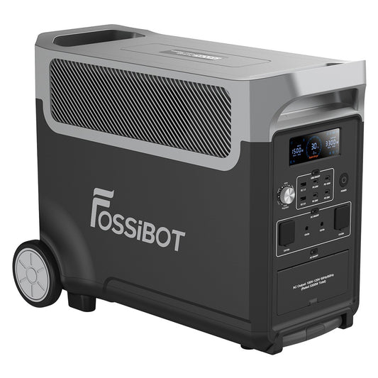 FOSSiBOT F3600 Portable Power Station, 3840Wh LiFePO4 Solar Generator, 3300W AC Output, 2000W Max Solar Charge, Fully Recharge in 1.8 Hours, 15 Output Ports, LCD Screen, Removable Flashlight Torch, 3W LED Light, with Rolling Wheels