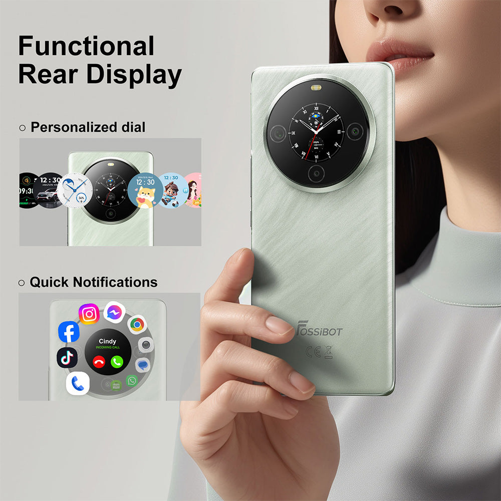 FOSSiBOT S3 Pro 4G Smartphone, 6.67" AMOLED Curved Display, 1.09" Rear Screen, 6GB RAM 128GB ROM, 64MP AI Camera, 5000mAh Battery, Helio G85, NFC, Dual SIM, Android 14, Face Unlock, Black