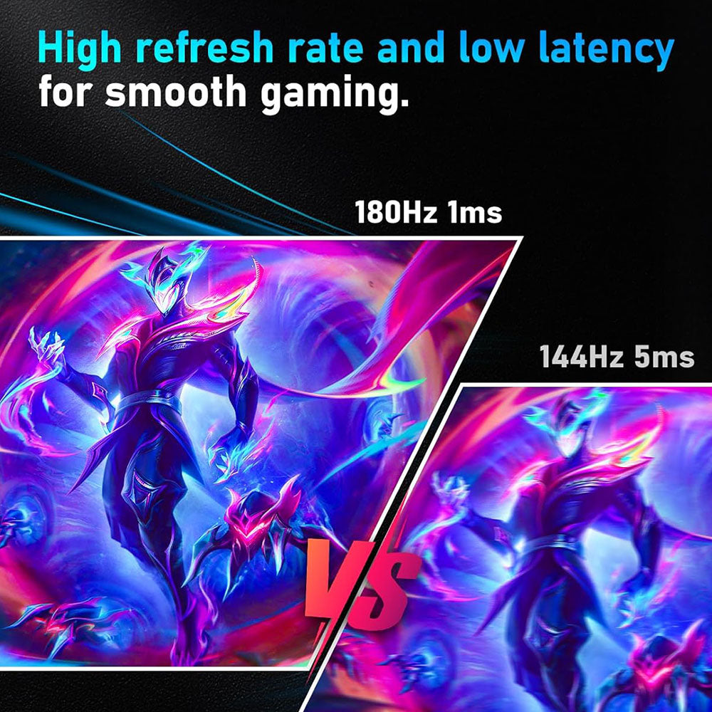 FYHXele FY24FHR 24 inch Gaming Monitor, 1920*1080 16:9 IPS Screen, 180Hz Refresh Rate, 1ms (MPRT) Response Time, 99% sRGB, AMD FreeSync &amp; Adaptive-Sync, HDR10, 178° Viewing Angle, 75*75mm VESA Mountable