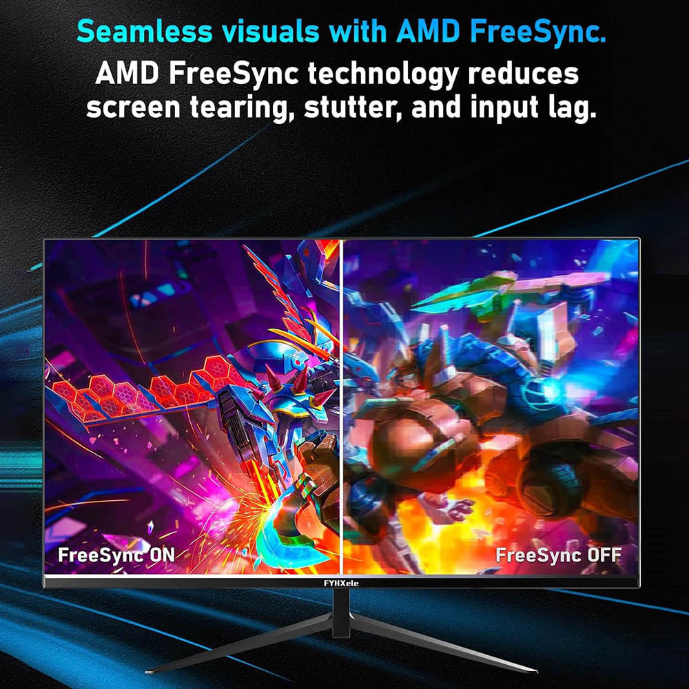 FYHXele FY24FHR 24 inch Gaming Monitor, 1920*1080 16:9 IPS Screen, 180Hz Refresh Rate, 1ms (MPRT) Response Time, 99% sRGB, AMD FreeSync &amp; Adaptive-Sync, HDR10, 178° Viewing Angle, 75*75mm VESA Mountable