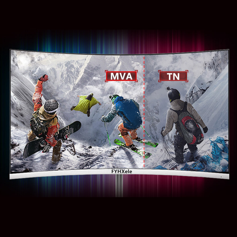 FYHXele FY24FMC-B Gaming Monitor, 24inch 1080P FHD 16:9 VA Screen, 75Hz Refresh Rate, 2800R MVA Panel, 2ms Response Time, 99% sRGB, Adjustable Tilt, Black