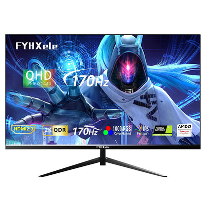 FYHXele FY27QHM2 27-inch Monitor, 2560*1440 QHD 16:9 IPS Screen, 170Hz Refresh Rate, 1ms GTG Response Time, 100% sRGB, 1000:1 Contrast, FreeSync, 1*DP 1.4, 2*HDMI 2.0, 1*USB 2.0, 1*Audio, Tilt Adjustment &amp; VESA Mount