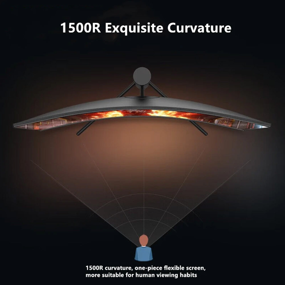 FYHXele FY34WQHC 34-inch Gaming Monitor, 3440*1440 WQHD 1500R VA Screen, 165Hz Refresh Rate, 3000:1 Contrast Rate, HDR 400, 1ms Response Time, FreeSync &amp; Adaptive Sync, Game Plus, 2*HDMI 2.0, 2*DP 1.4, 100*100mm VESA Mounting