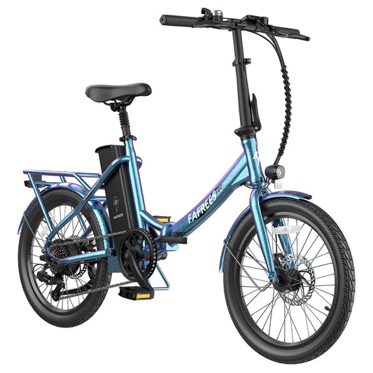 Fafrees F20 Lasting Electric Bike, 250W Motor, 36V 18.2Ah Battery, 20*1.95" Tires, 25km/h Max Speed, 120km Max Range, Mechanical Disc Brakes, SHIMANO 7 Speed - Radiant Teal