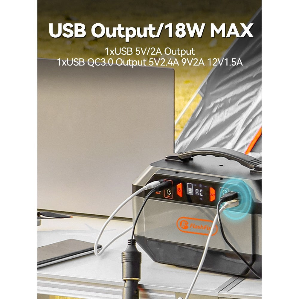 Flashfish P56 Portable Power Station, 288.6Wh/78000mAh Battery Pack Solar Generator, 330W AC Output, 600W Peak Output,  230V Pure Sine Wave, 9 Outlets, LED Display