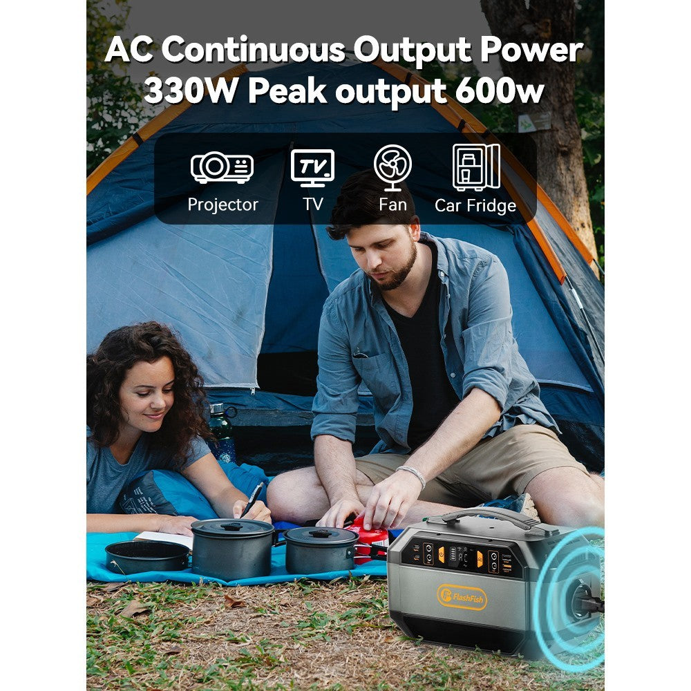 Flashfish P56 Portable Power Station, 288.6Wh/78000mAh Battery Pack Solar Generator, 330W AC Output, 600W Peak Output,  230V Pure Sine Wave, 9 Outlets, LED Display