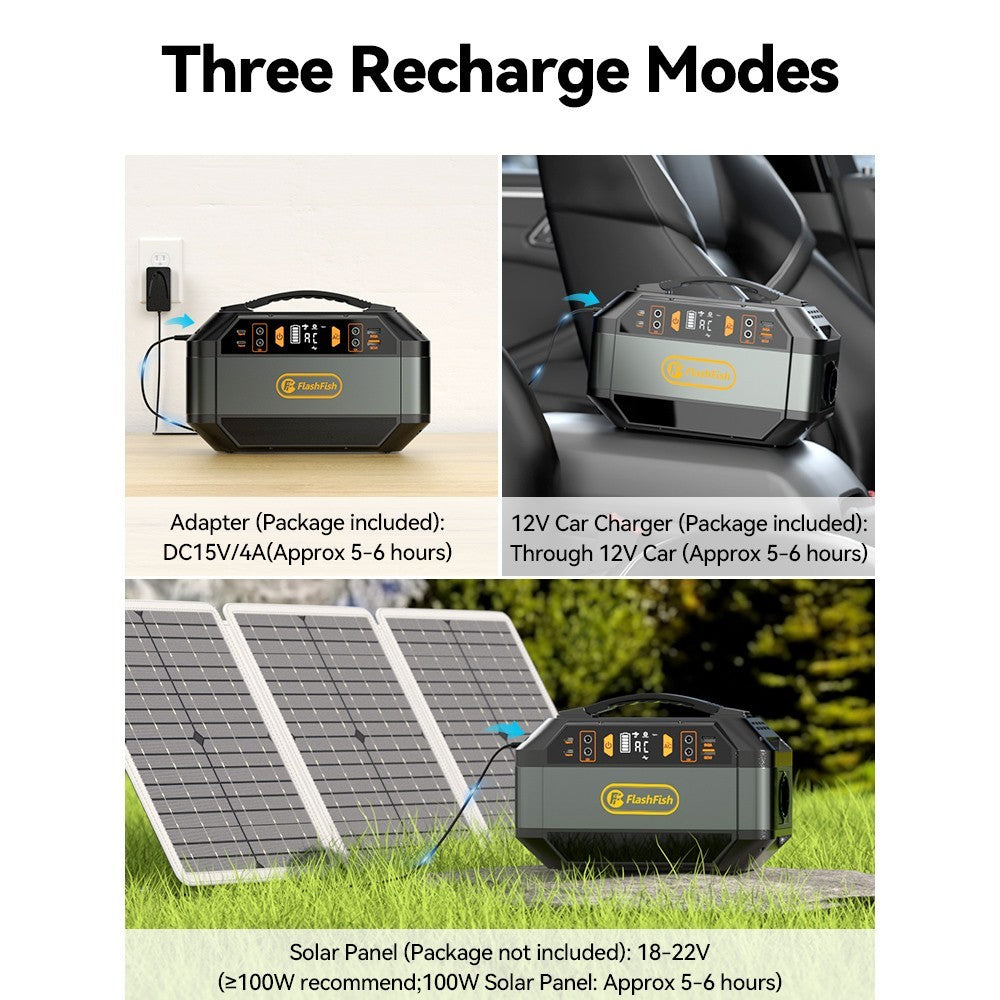 Flashfish P56 Portable Power Station, 288.6Wh/78000mAh Battery Pack Solar Generator, 330W AC Output, 600W Peak Output,  230V Pure Sine Wave, 9 Outlets, LED Display