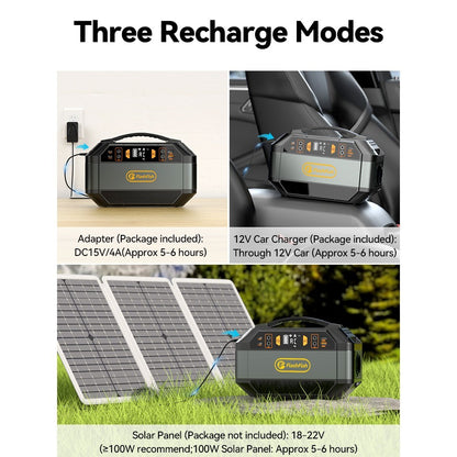 Flashfish P56 Portable Power Station, 288.6Wh/78000mAh Battery Pack Solar Generator, 330W AC Output, 600W Peak Output,  230V Pure Sine Wave, 9 Outlets, LED Display
