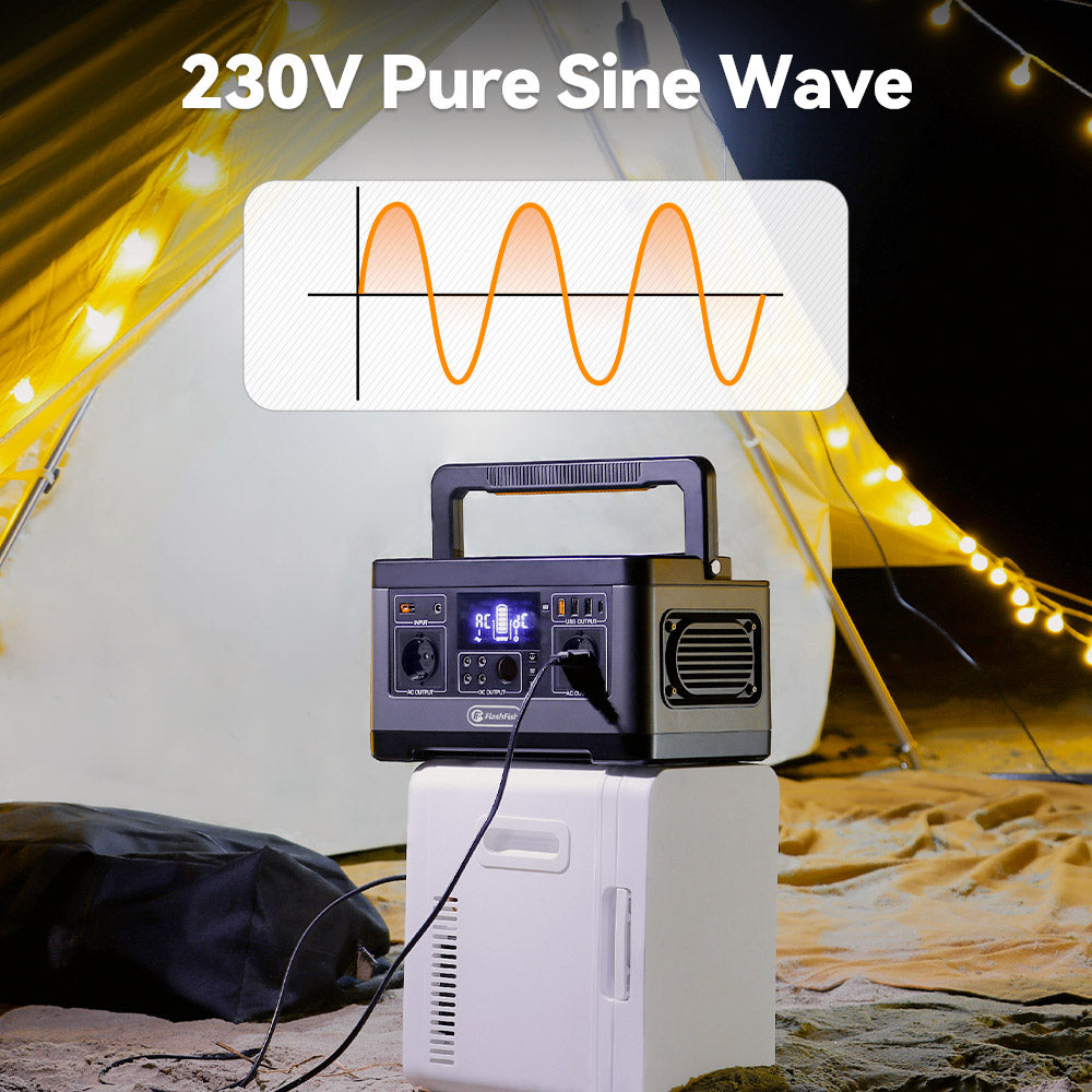 Flashfish P63 Portable Power Station, 520Wh/140400mAh Lithium Battery Solar Generator, 500W AC Output, 5xDC Ouputs, 4xUSB Outputs
