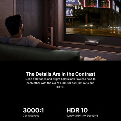 Formovie Cinema Edge 4K Laser Projector, 2100 ISO Lumens, Google TV, Built-in Netflix, Dolby Audio, 2*15W Speakers, HDR10, WiFi 6