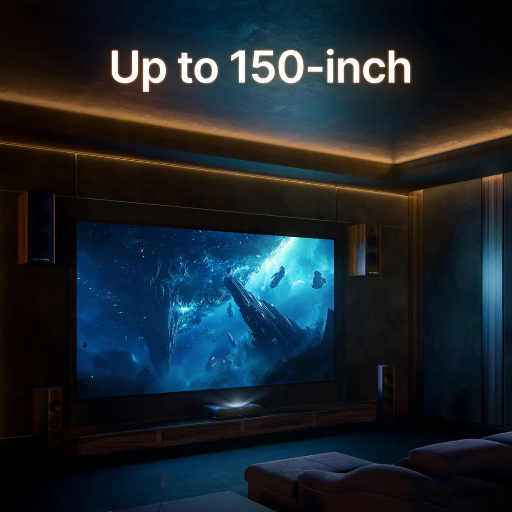 Formovie Theater Premium Triple Color 4K Laser Projector, 0.21:1 Ultra Short Throw Ratio, Google TV, Built-in Netflix, 2200 ISO Lumens, Dolby Vision &amp; Atmos, MEMC &amp; ALLM, 8-point Keystone Correction
