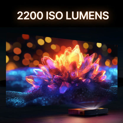 Formovie Theater Premium Triple Color 4K Laser Projector, 0.21:1 Ultra Short Throw Ratio, Google TV, Built-in Netflix, 2200 ISO Lumens, Dolby Vision &amp; Atmos, MEMC &amp; ALLM, 8-point Keystone Correction