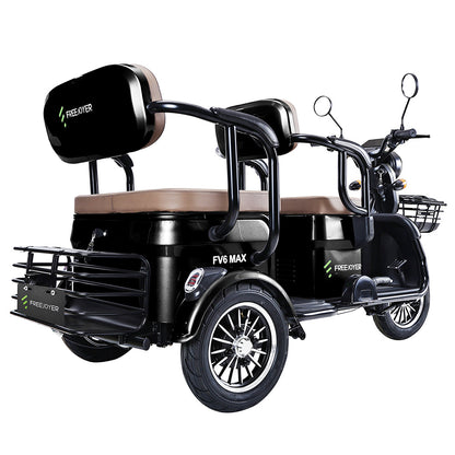 Freejoyer FV6 Max Electric Tricycle, 1800W Motor, 72V 20Ah Battery, 10*3 inch Tire, 25km/h Max Speed, 60km Range, Front Disc Brake &amp; Rear Drum Brake, Hydraulic Front Fork - Black