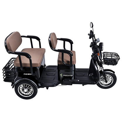 Freejoyer FV6 Max Electric Tricycle, 1800W Motor, 72V 20Ah Battery, 10*3 inch Tire, 25km/h Max Speed, 60km Range, Front Disc Brake &amp; Rear Drum Brake, Hydraulic Front Fork - Black