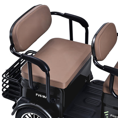 Freejoyer FV6 Max Electric Tricycle, 1800W Motor, 72V 20Ah Battery, 10*3 inch Tire, 25km/h Max Speed, 60km Range, Front Disc Brake &amp; Rear Drum Brake, Hydraulic Front Fork - Black