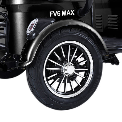 Freejoyer FV6 Max Electric Tricycle, 1800W Motor, 72V 20Ah Battery, 10*3 inch Tire, 25km/h Max Speed, 60km Range, Front Disc Brake &amp; Rear Drum Brake, Hydraulic Front Fork - Black