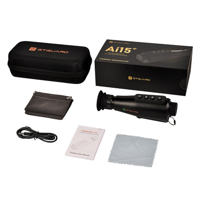 GTGUARD AI15 Thermal Imaging Night Vision Monocular, 60Hz Screen Refresh Rate, 1-8x Digital Zoom, 384*288 Resolution, IP66 Waterproof, Built-in 32GB Storage, 5 Image Mode, 4000mAh Battery
