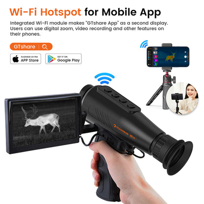 GTGUARD AI15 Thermal Imaging Night Vision Monocular, 60Hz Screen Refresh Rate, 1-8x Digital Zoom, 384*288 Resolution, IP66 Waterproof, Built-in 32GB Storage, 5 Image Mode, 4000mAh Battery