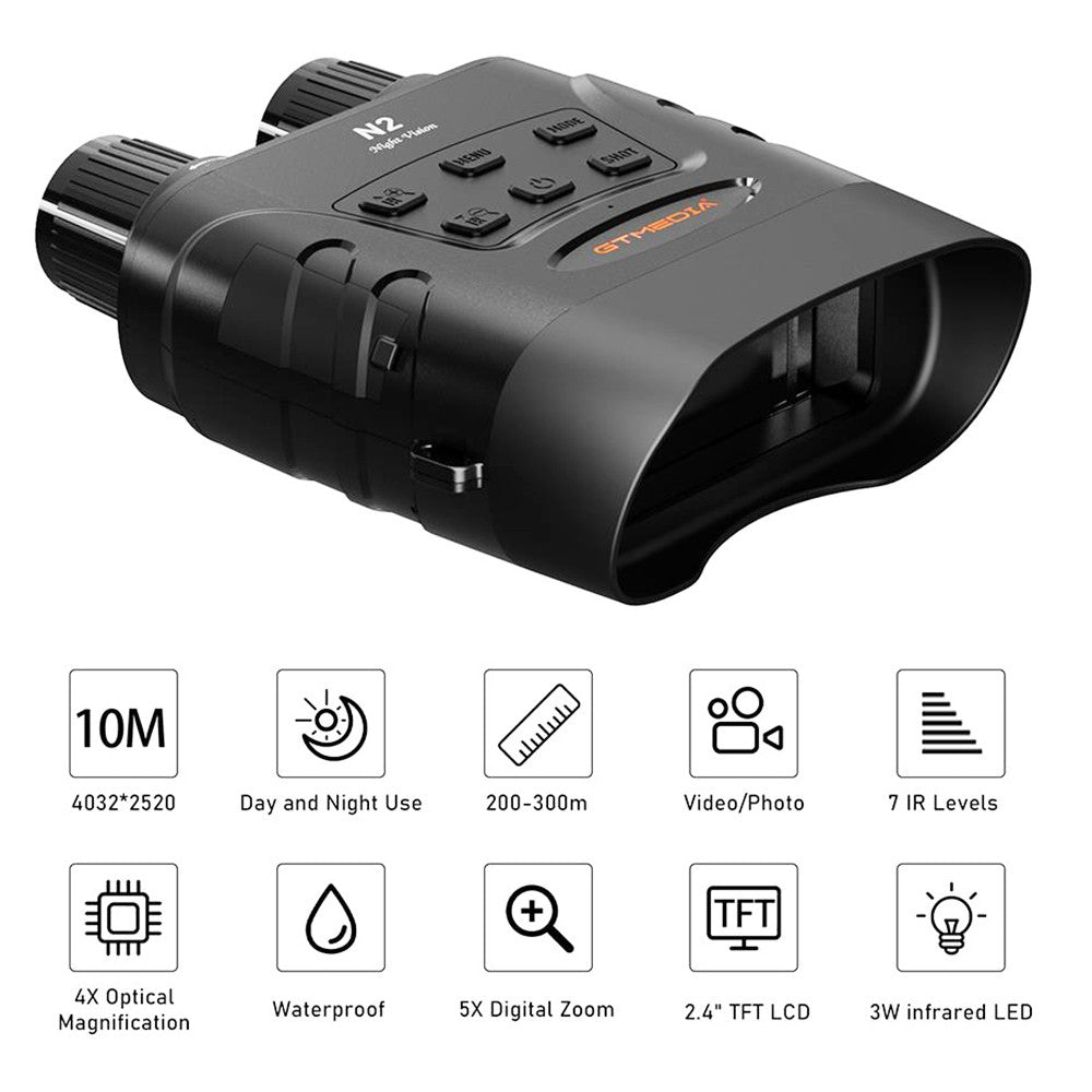 GTMEDIA N2 Binocular Night Vision Goggles, 32G Memory Card, 5X Times Zoom, 2.31-inch HD Screen