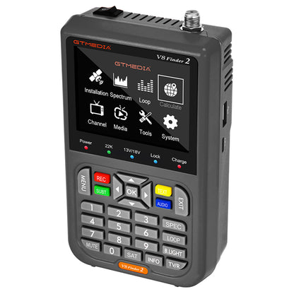 GTMEDIA V8 Finder 2 Satellite Finder Digital FTA DVB-S/S2/S2X Signal Measuring Meter Detector Receiver - Black