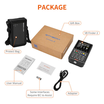 GTMEDIA V8 Finder 2 Satellite Finder Digital FTA DVB-S/S2/S2X Signal Measuring Meter Detector Receiver - Black